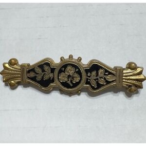 Antique FM Co. Black Gold Clad Victorian Art Nouveau Pin FMCO Broach Jewelry Vtg